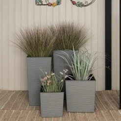 4Living Dluto ECO Korkea Ruukku 40x40x75,3 Cm Hiekka -Veke kauppa 4living dluto ruukku korkea vaaleanharmaa3