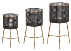 4living Lombok Kukkateline 3kpl Setti Musta/ruskea