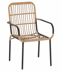 Veke Oldie Tuoli Luonnonväri Polyrottinki, Mustat Jalat