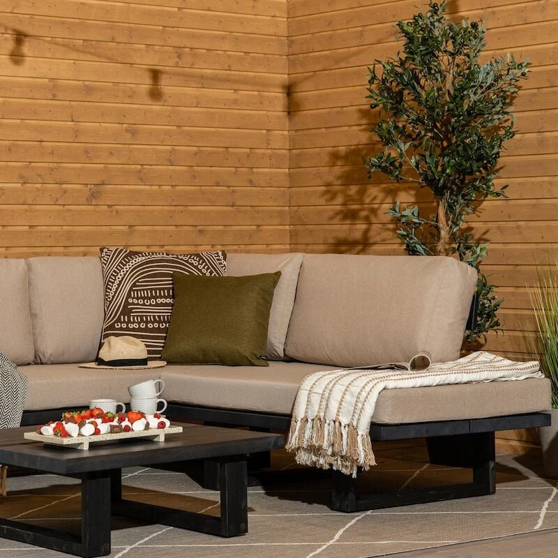 Veke Saima Avokulmasohva Musta/Texsilk Hiekka 4212 3 Veke Saima Avokulmasohva Musta/Texsilk Hiekka 4212 - Image 3