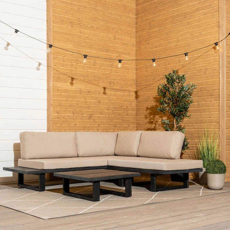 Veke Saima Avokulmasohva Musta/Texsilk Hiekka 4212 2 Veke Saima Avokulmasohva Musta/Texsilk Hiekka 4212 - Image 2