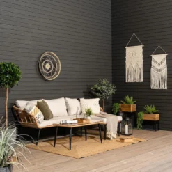 Veke Scandic Sohvapöytä Lasilla Luonnonväri