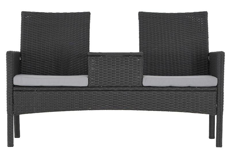 Veke Tupla Puutarhapenkki Pöydällä Tummanharmaa Polyrottinki, Harmaat Pehmusteet 5 Veke Tupla Puutarhapenkki Pöydällä Tummanharmaa Polyrottinki, Harmaat Pehmusteet - Image 5