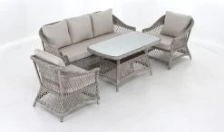 Vila Hven Sohvaryhmä Hiekan Värinen Polyrottinki/alumiini