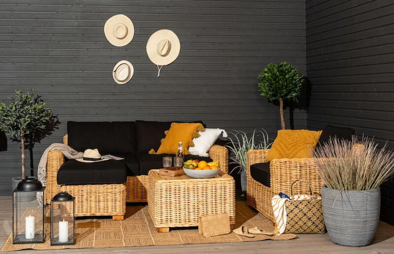 Veke Vorona 3-istuttava Rottinkisohva Luonnonväri/musta Pehmuste 3 Veke Vorona 3-istuttava Rottinkisohva Luonnonväri/musta Pehmuste - Image 3