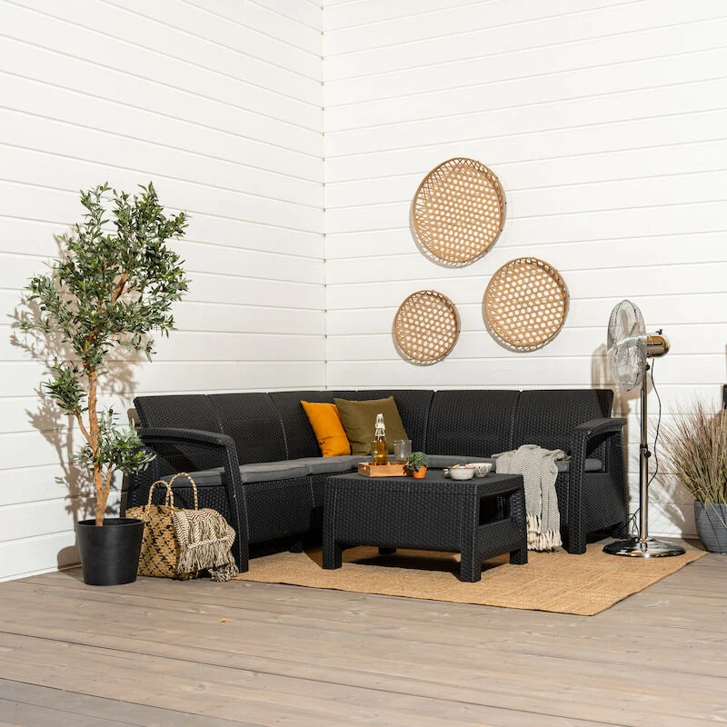 Keter Corfu Kulmasohvaryhmä, Grafiitin Harmaa 2 Keter Corfu Kulmasohvaryhmä, Grafiitin Harmaa - Image 2