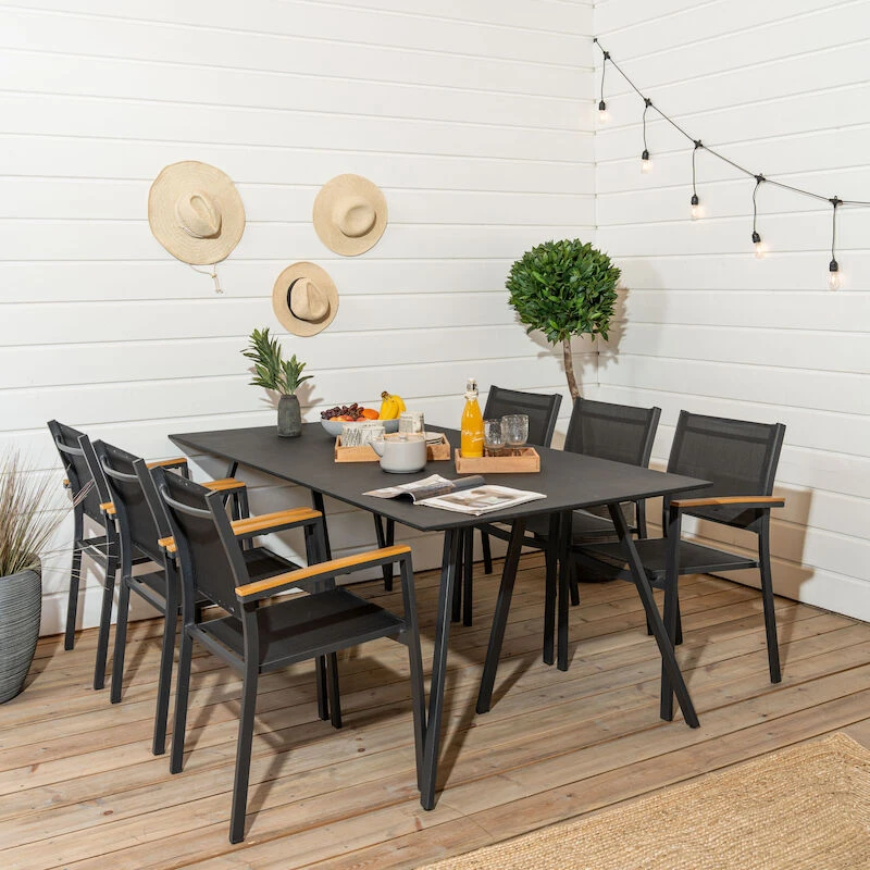 Envy Durafit Ruokapöytä 100x200 Cm Musta/harmaa 4 Envy Durafit Ruokapöytä 100x200 Cm Musta/harmaa - Image 4