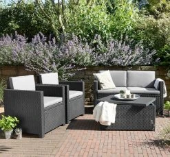 Veke kauppa 16 Keter Monaco Sohvaryhmä Säilytyspöydällä, Ruskea