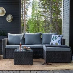 Veke Oakland Divaanisohva Ja Sohvapöytä Tummanharmaa