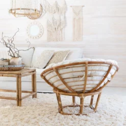 Veke Pesä Korituoli Luonnonväri Rottinki, L.valkoinen Pehmuste -Veke kauppa pesa pallotuoli luonnonvarinen rottinki web 2