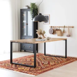 Veke Ruska Ruokapöytä 200x100 Cm Harjattu Ja Lakattu Mänty Savunharmaa/musta Metalli -Veke kauppa ruska lankkupoyta 200x100 cm antiikkipetsattu musta web 9