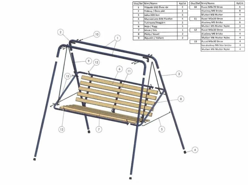 Varax Suvisaari Pihakeinu 3-istuttava Valkoinen 1 Varax Suvisaari Pihakeinu 3-istuttava Valkoinen