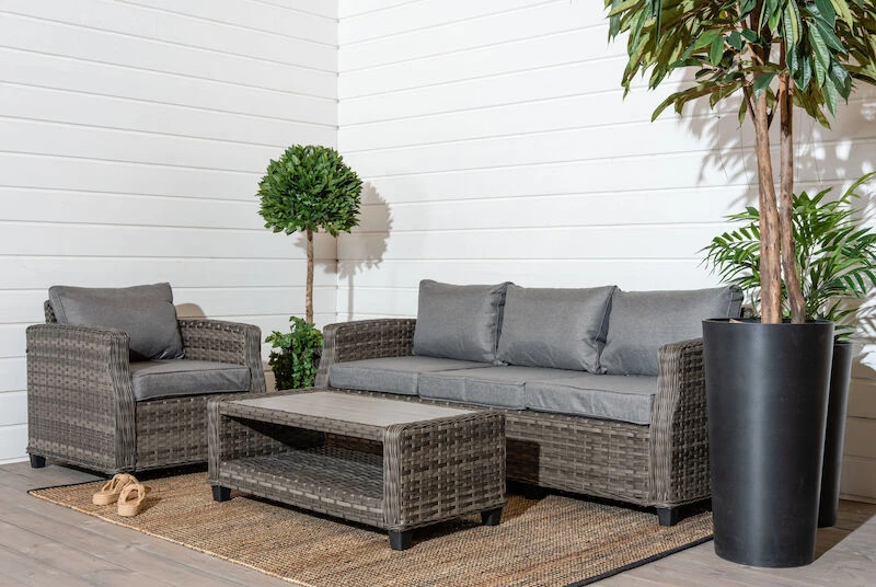 Vila Orust Sohvapöytä 109x55 Cm Harmaa Polyrottinki/alumiini 2 Vila Orust Sohvapöytä 109x55 Cm Harmaa Polyrottinki/alumiini - Image 2