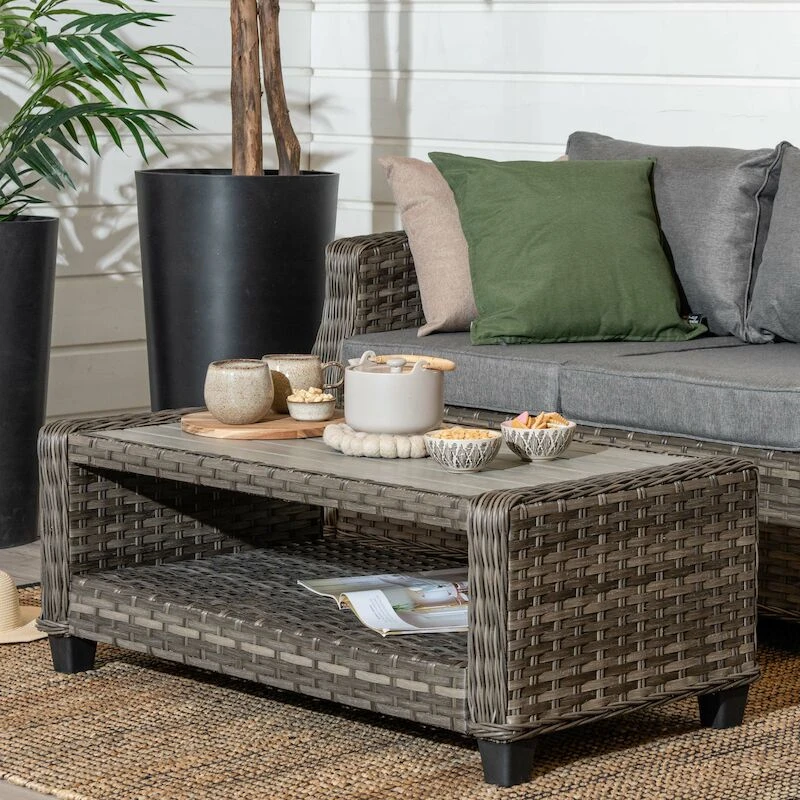 Vila Orust Sohvapöytä 109x55 Cm Harmaa Polyrottinki/alumiini 1 Vila Orust Sohvapöytä 109x55 Cm Harmaa Polyrottinki/alumiini