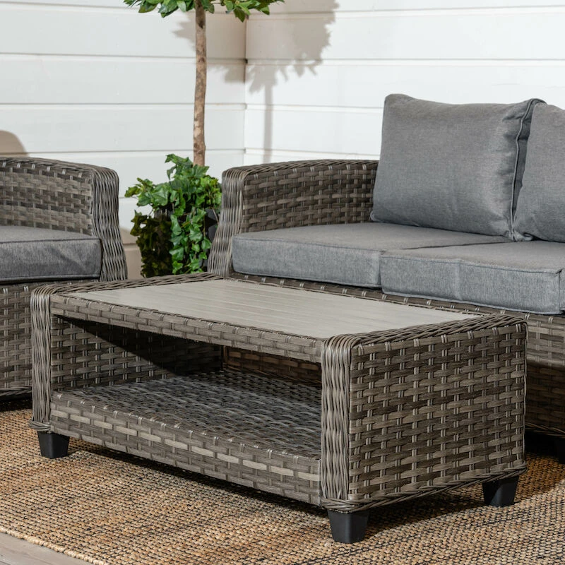 Vila Orust Sohvapöytä 109x55 Cm Harmaa Polyrottinki/alumiini 4 Vila Orust Sohvapöytä 109x55 Cm Harmaa Polyrottinki/alumiini - Image 4